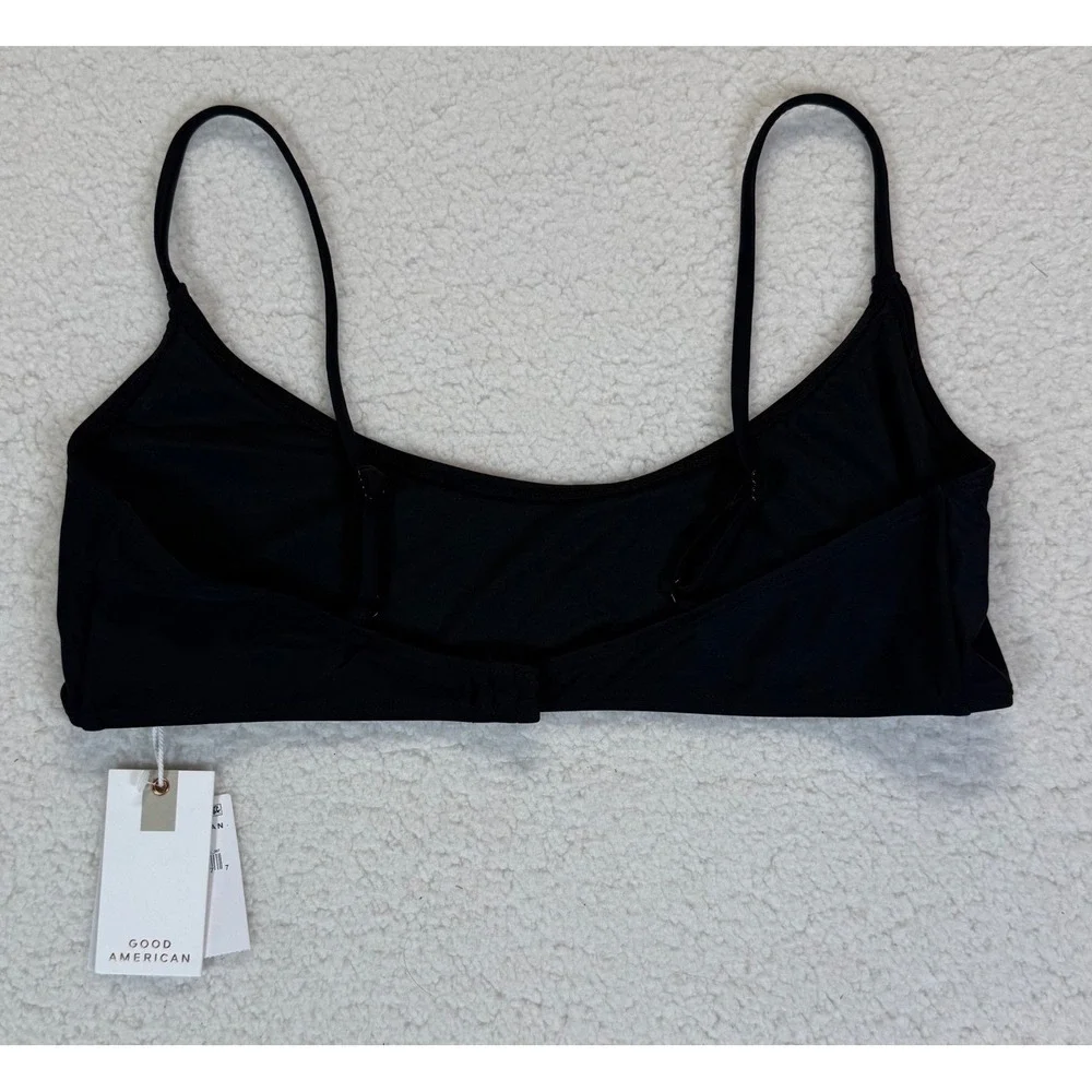 Good American Always Fits Scoop Bikini Top Black GSW0647 Size 4 NWT